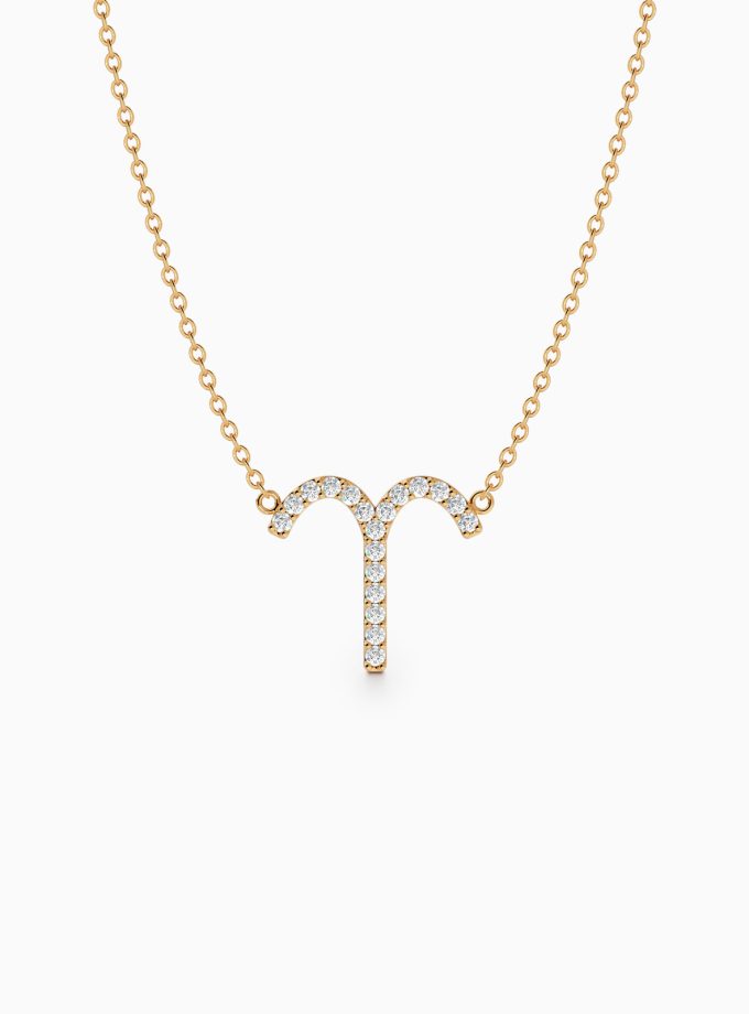 Aries Zodiac Sign Diamond Necklace | Varudai | The Zodiac Collection | 18k Gold Zodiac Necklace