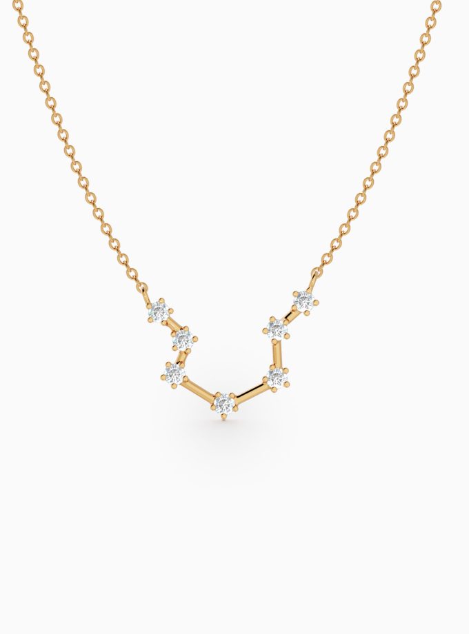 Aquarius Star Zodiac Constellation Necklace in Diamonds | Varudai | The Zodiac Collection Jewelry
