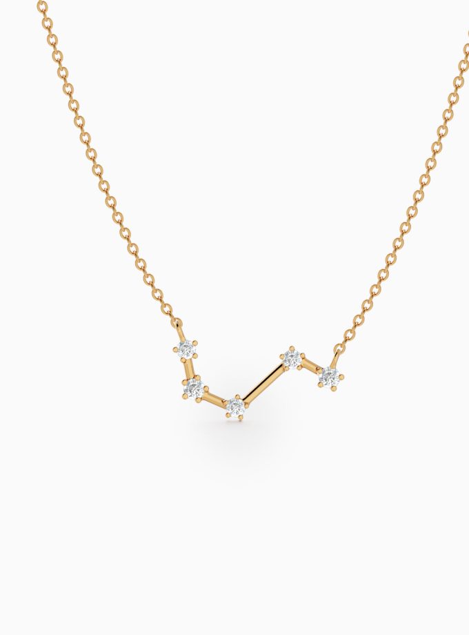 Aries Star Zodiac Constellation Necklace in Diamonds | Varudai | The Zodiac Collection Jewelry