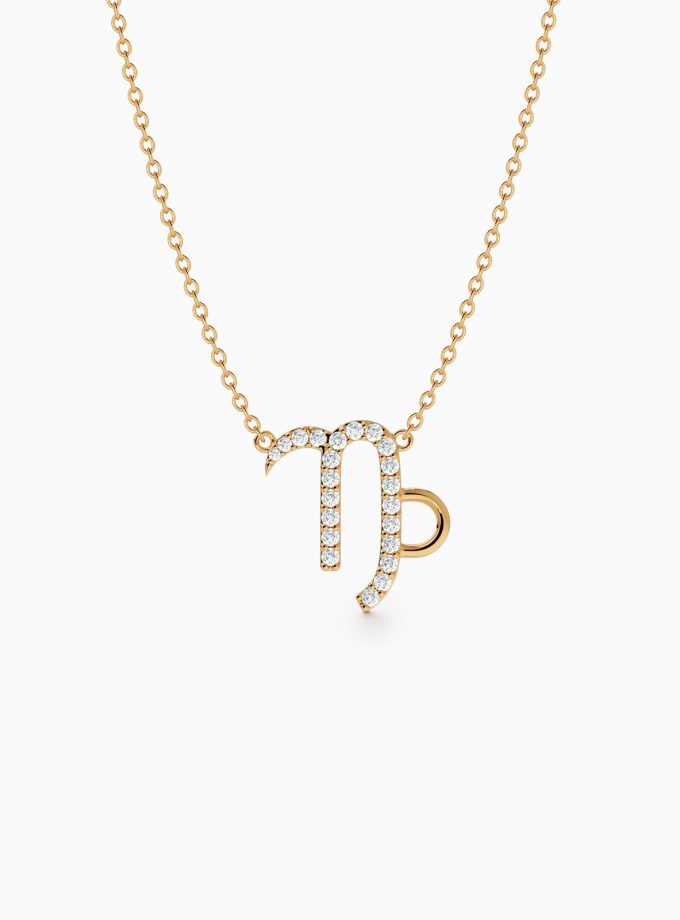 Capricorn Zodiac Sign Diamond Necklace | Varudai | The Zodiac Collection | 18k Gold Zodiac Necklace