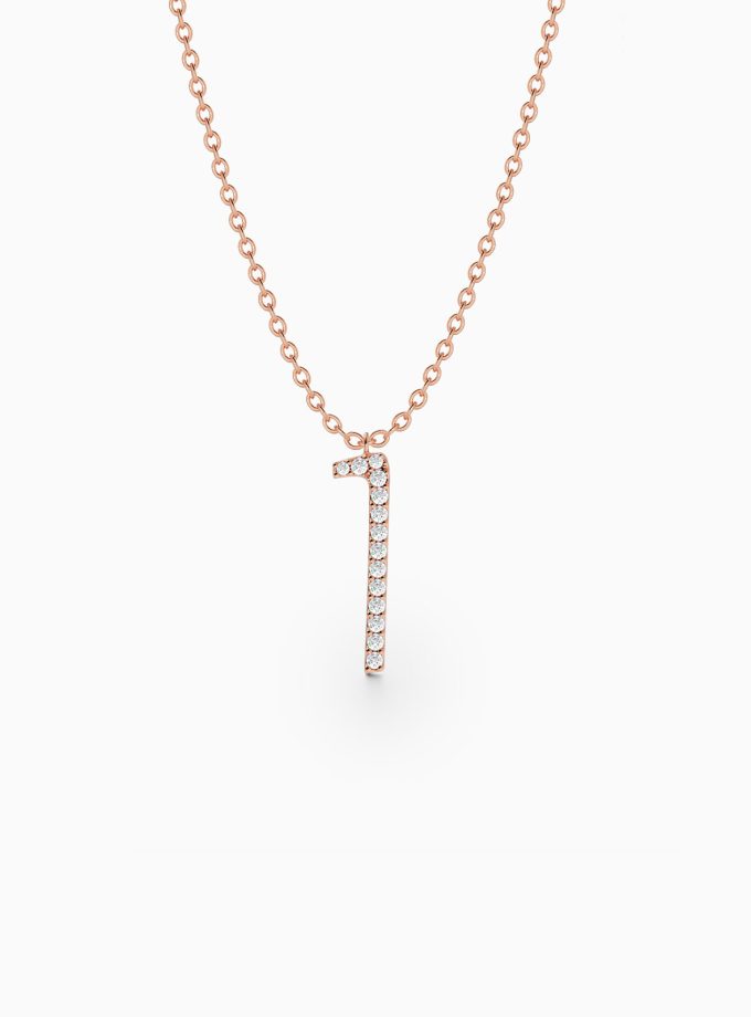 Diamond Initial I Necklace in 18k Gold | Varudai | Custom alphabet | initial letters | diamond pendant | necklace | Arabic letter charms