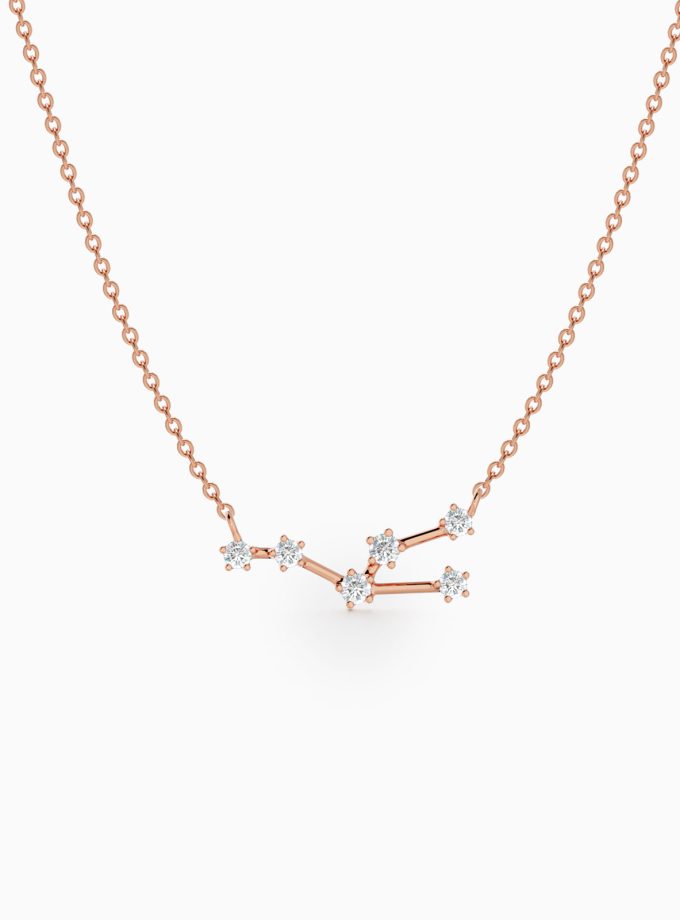 Taurus Star Zodiac Constellation Necklace in Diamonds | Varudai | The Zodiac Collection Jewelry