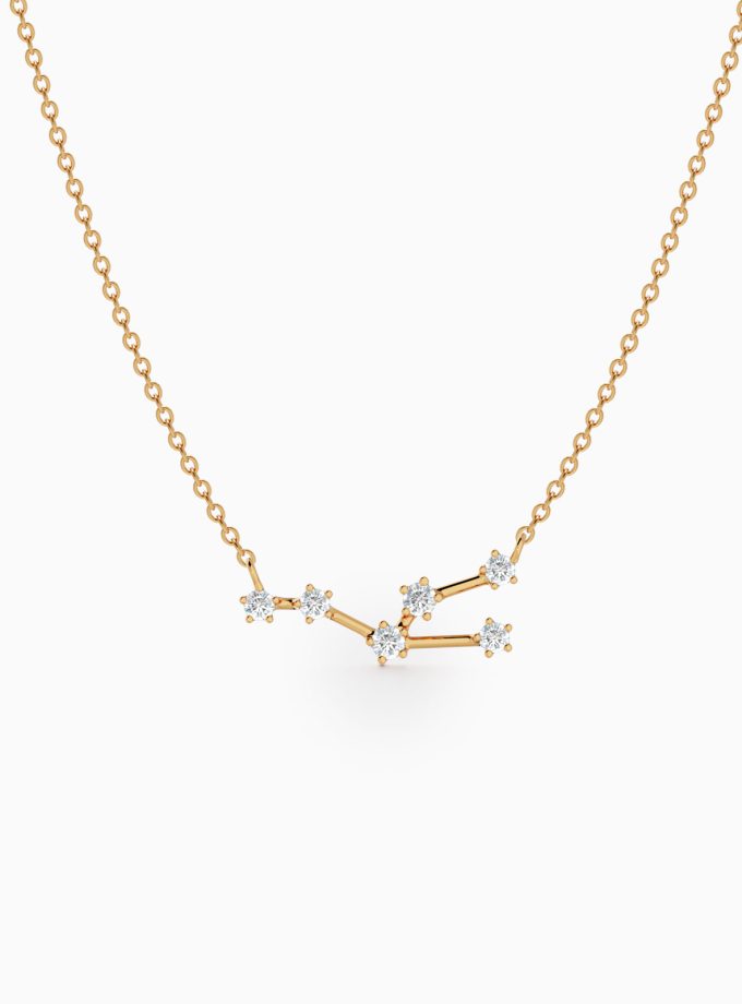 Taurus Star Zodiac Constellation Necklace in Diamonds | Varudai | The Zodiac Collection Jewelry