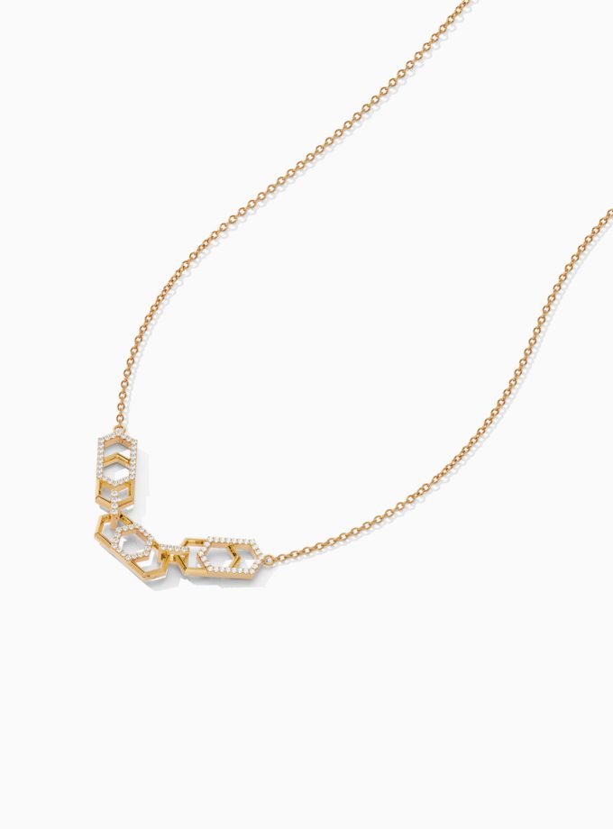Geometric Diamond Hexagon Necklace | Varudai | Diamond Necklace