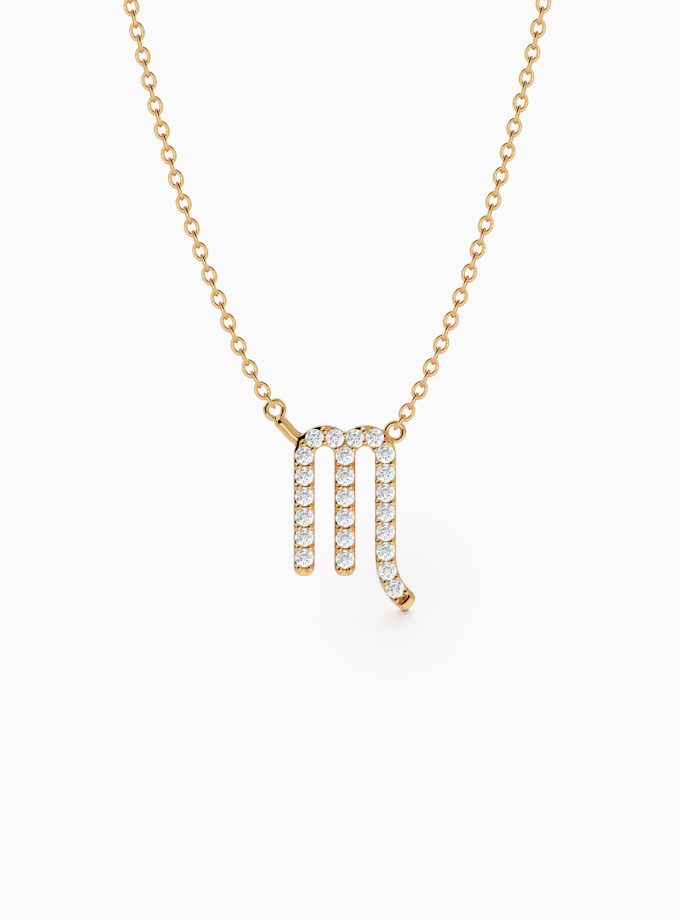 Scorpio Zodiac Sign Diamond Necklace | Varudai | The Zodiac Collection | 18k Gold Zodiac Necklace