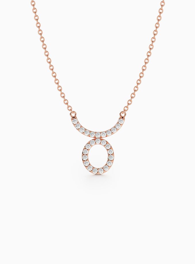 Taurus Zodiac Sign Diamond Necklace | Varudai | The Zodiac Collection | 18k Gold Zodiac Necklace