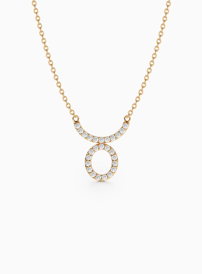 Taurus Zodiac Sign Diamond Necklace | Varudai | The Zodiac Collection | 18k Gold Zodiac Necklace