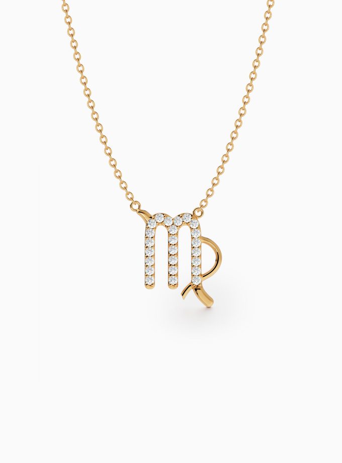 Virgo Zodiac Sign Diamond Necklace | Varudai | The Zodiac Collection | 18k Gold Zodiac Necklace