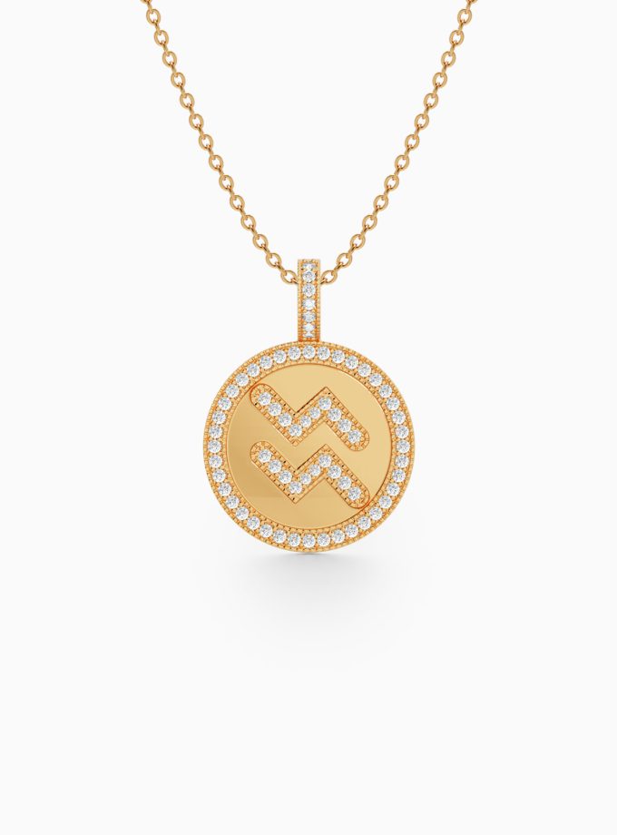 Zodiac Sign Pendant with Diamonds | Zodiac Necklaces | Pendant with Zodiac Sign | Zodiac Sign Gold Pendant