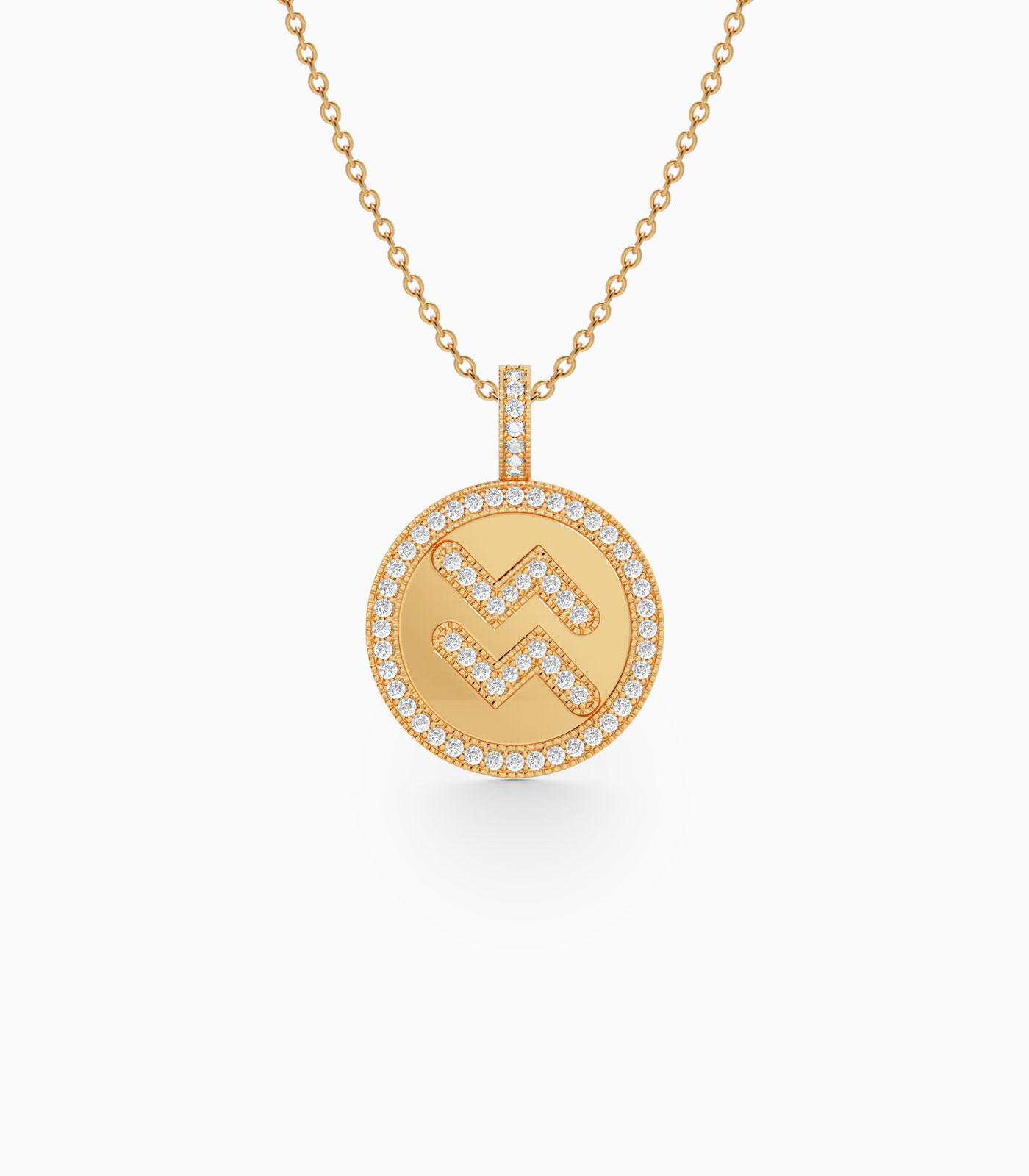 Zodiac Sign Pendant with Diamonds | Zodiac Necklaces | Pendant with Zodiac Sign | Zodiac Sign Gold Pendant