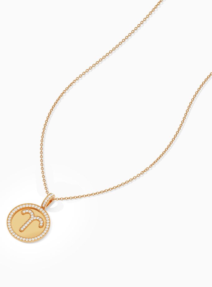 Sparkling Aries Zodiac Pendant with Diamonds | Varudai | Zodiac Necklaces | Pendant with Zodiac Sign | Zodiac Sign Gold Pendant