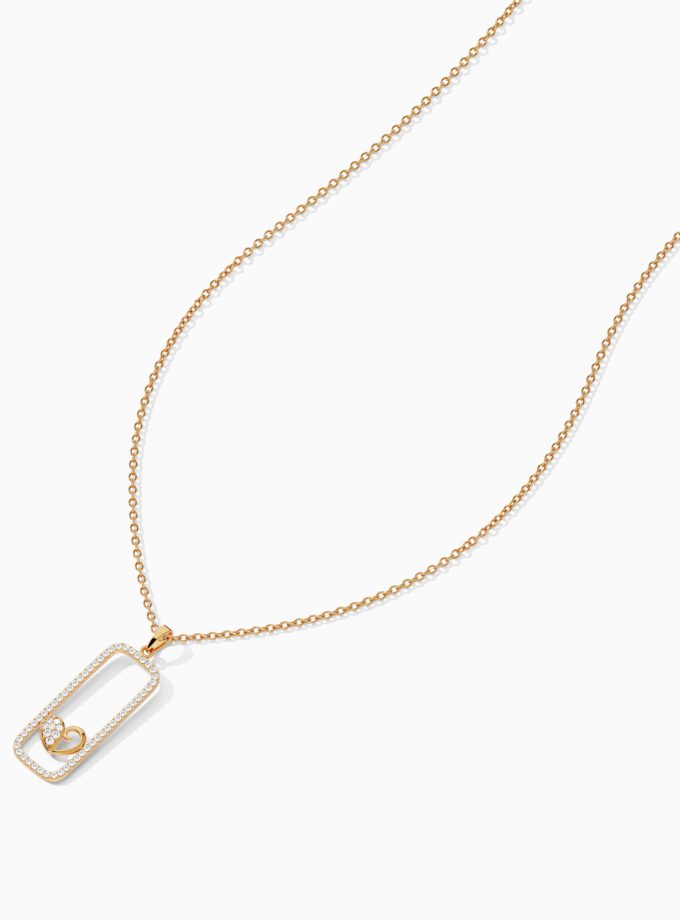 Modern Rectangular Heart Pendant with Diamonds | Love Pendant | Varudai