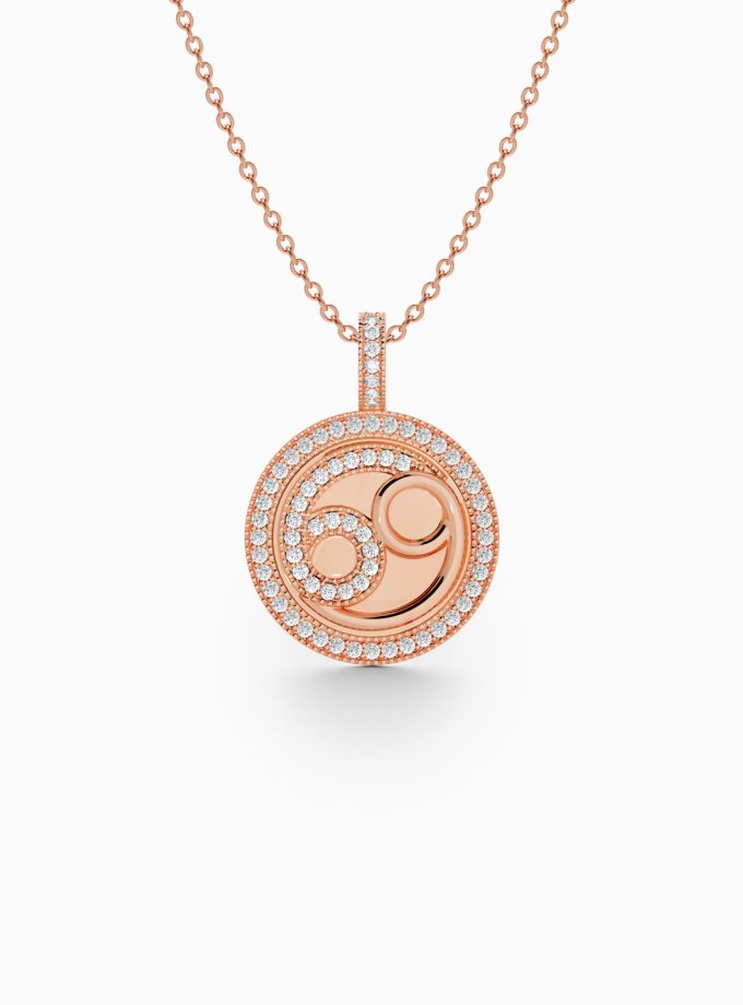 18k Gold Cancer Zodiac Pendant with Diamonds | Varudai | Zodiac Necklaces | Pendant with Zodiac Sign | Zodiac Sign Gold Pendant