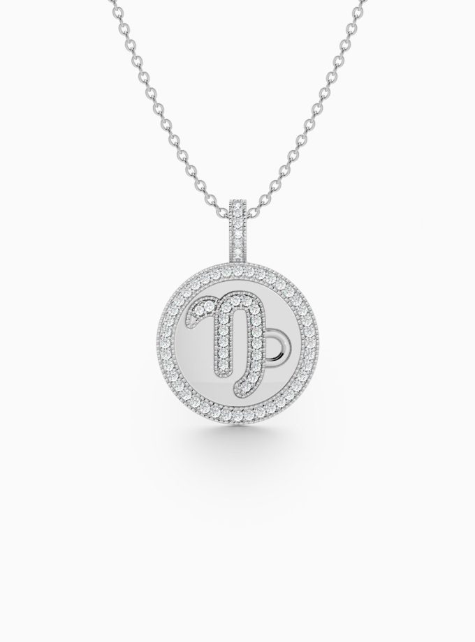 Capricorn Zodiac Sign Pendant with Diamonds | Varudai | Zodiac Necklaces | Pendant with Zodiac Sign | Zodiac Sign Gold Pendant