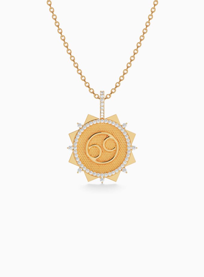 Cancer Zodiac Pendant in Gold & Diamond | Varudai | Zodiac Collection | Diamond Jewelry