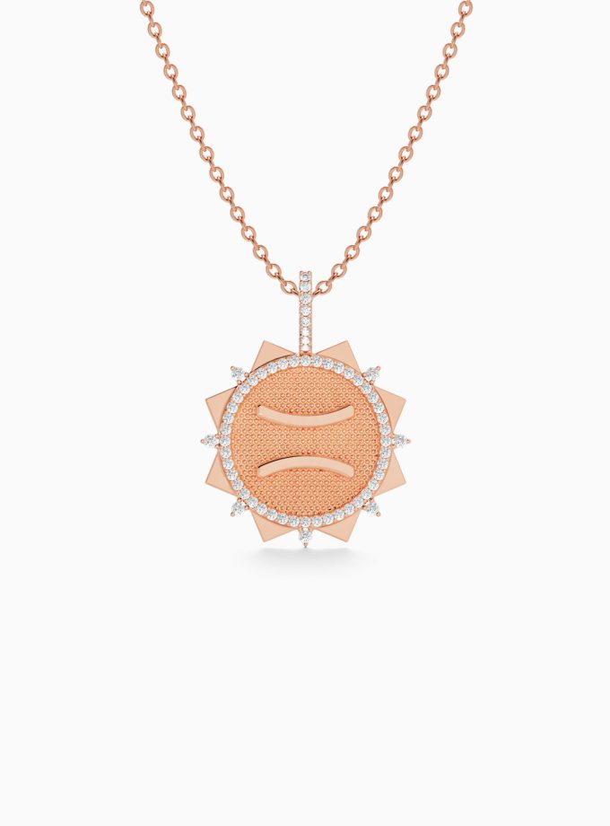Gemini Zodiac Pendant in Gold & Diamond | Varudai | Zodiac Collection | Diamond Jewelry
