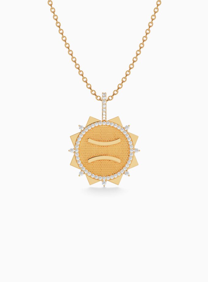 Gemini Zodiac Pendant in Gold & Diamond | Varudai | Zodiac Collection | Diamond Jewelry