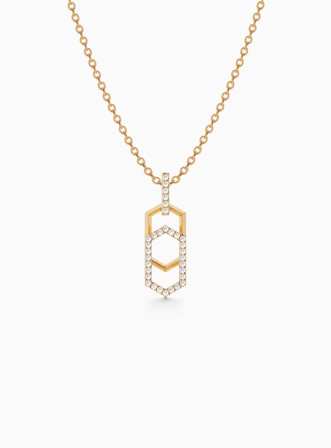 Gold & Diamond Hexagon Pendant | Varudai | Diamond Pendant | Geometric Pendant