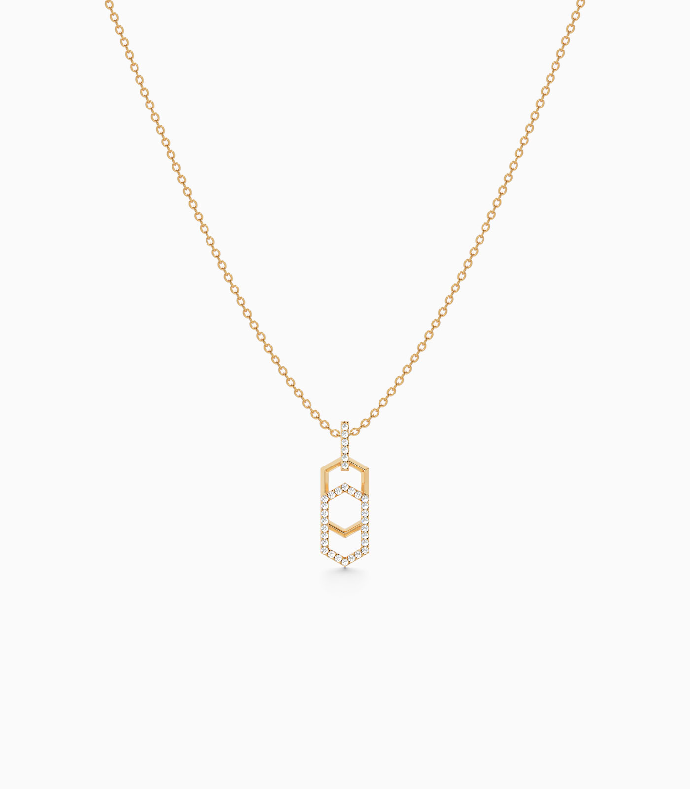Gold & Diamond Hexagon Pendant | Varudai | Diamond Pendant | Geometric Pendant
