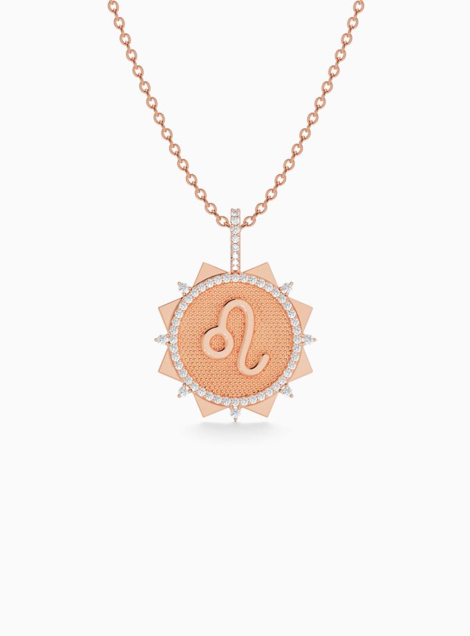 Leo Zodiac Pendant in Gold & Diamond | Varudai | Zodiac Collection | Diamond Jewelry