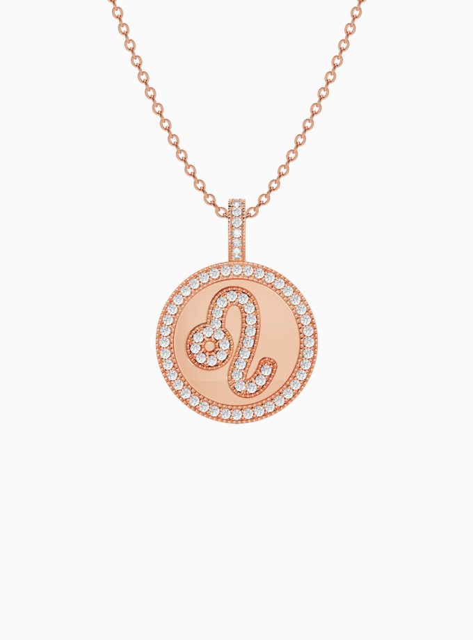 18k Gold Leo Zodiac Pendant with Diamonds | Varudai | Zodiac Necklaces | Pendant with Zodiac Sign | Zodiac Sign Gold Pendant