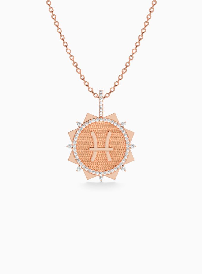 Pisces Zodiac Pendant in Gold & Diamond | Varudai | Zodiac Collection | Diamond Jewelry