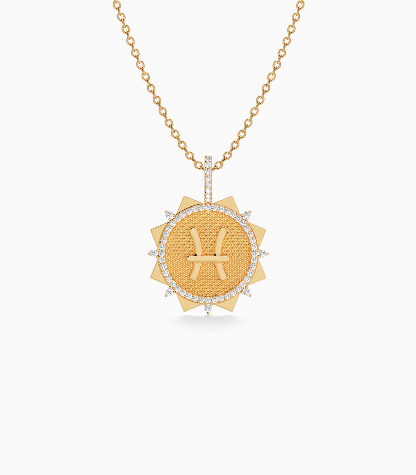 Pisces Zodiac Pendant in Gold & Diamond | Varudai | Zodiac Collection | Diamond Jewelry