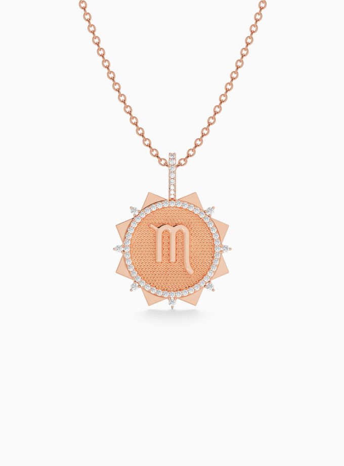 Scorpio Zodiac Pendant in Gold & Diamond | Varudai | Zodiac Collection | Diamond Jewelry