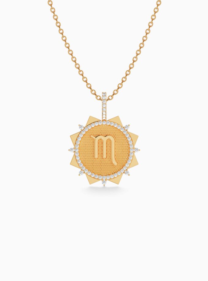 Scorpio Zodiac Pendant in Gold & Diamond | Varudai | Zodiac Collection | Diamond Jewelry