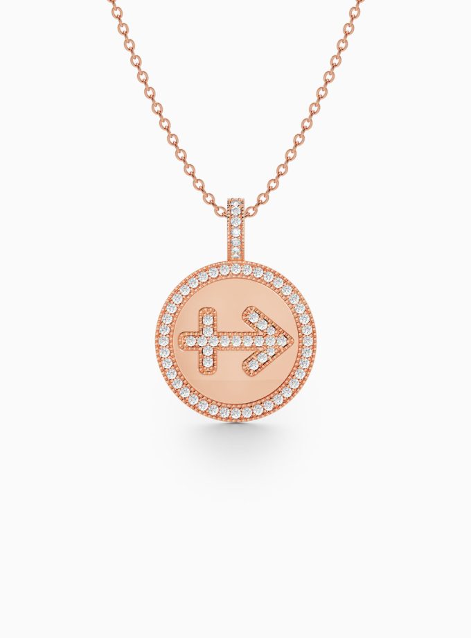 Regal Sagittarius Zodiac Pendant with Diamonds | Varudai | Zodiac Necklaces | Pendant with Zodiac Sign | Zodiac Sign Gold Pendant