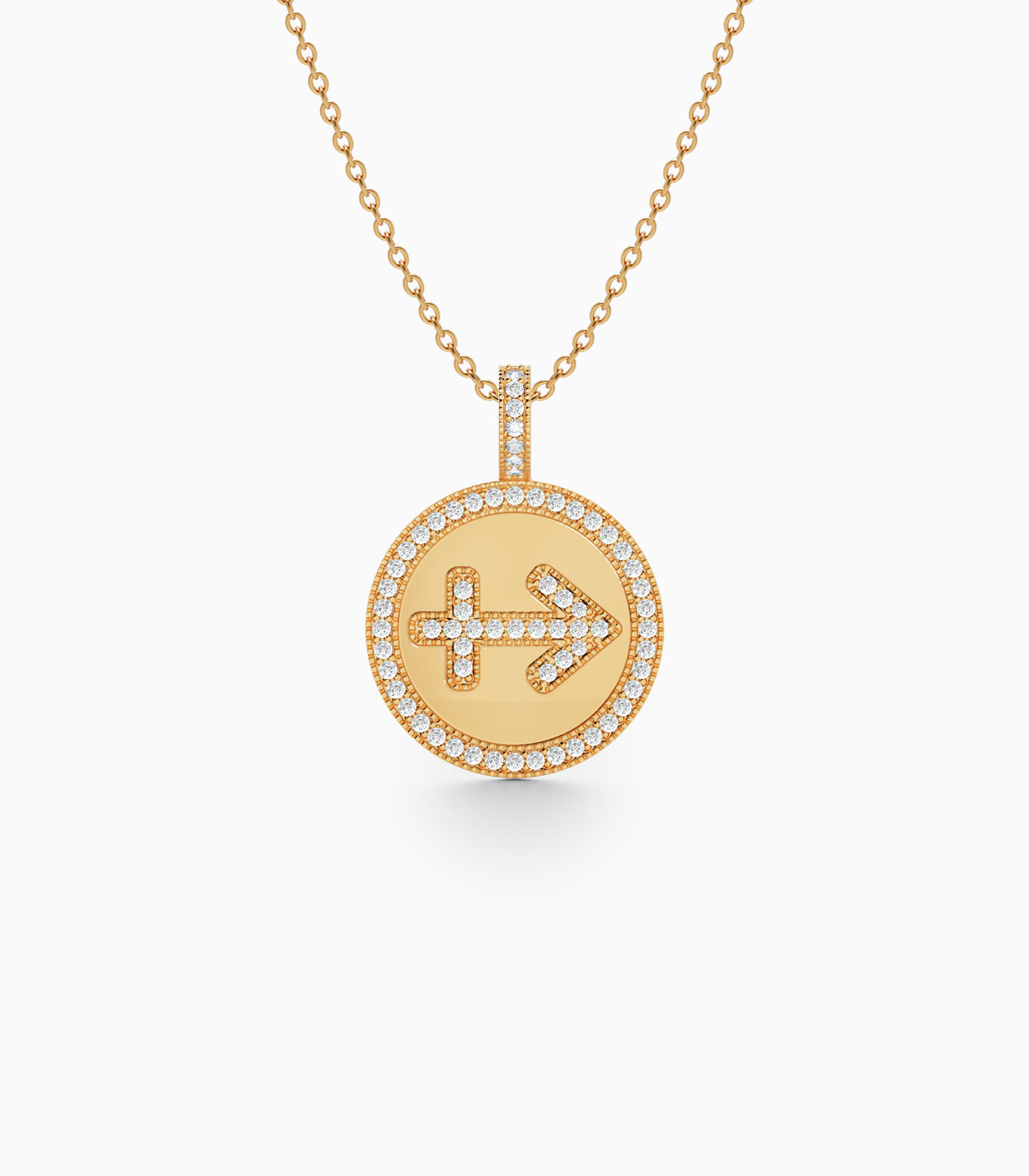 Regal Sagittarius Zodiac Pendant with Diamonds | Varudai | Zodiac Necklaces | Pendant with Zodiac Sign | Zodiac Sign Gold Pendant