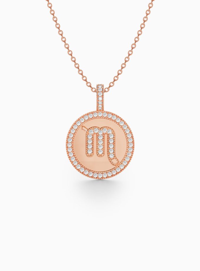 Scorpio Zodiac Pendant in Gold & Diamonds | Varudai | Zodiac Necklaces | Pendant with Zodiac Sign | Zodiac Sign Gold Pendant