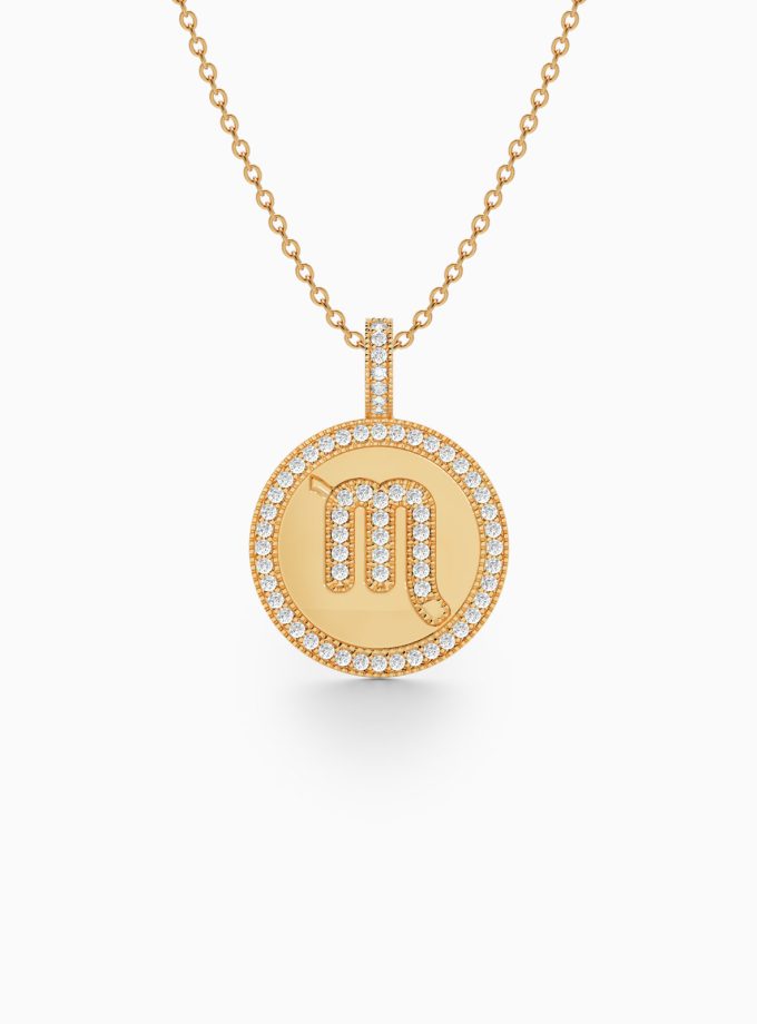Scorpio Zodiac Pendant in Gold & Diamonds | Varudai | Zodiac Necklaces | Pendant with Zodiac Sign | Zodiac Sign Gold Pendant