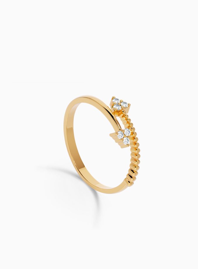 Modern Diamond Double Arrow Ring | Varudai | Diamond Rings | 18k Gold Rings