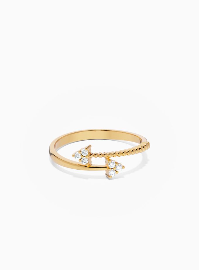 Modern Diamond Double Arrow Ring | Varudai | Diamond Rings | 18k Gold Rings