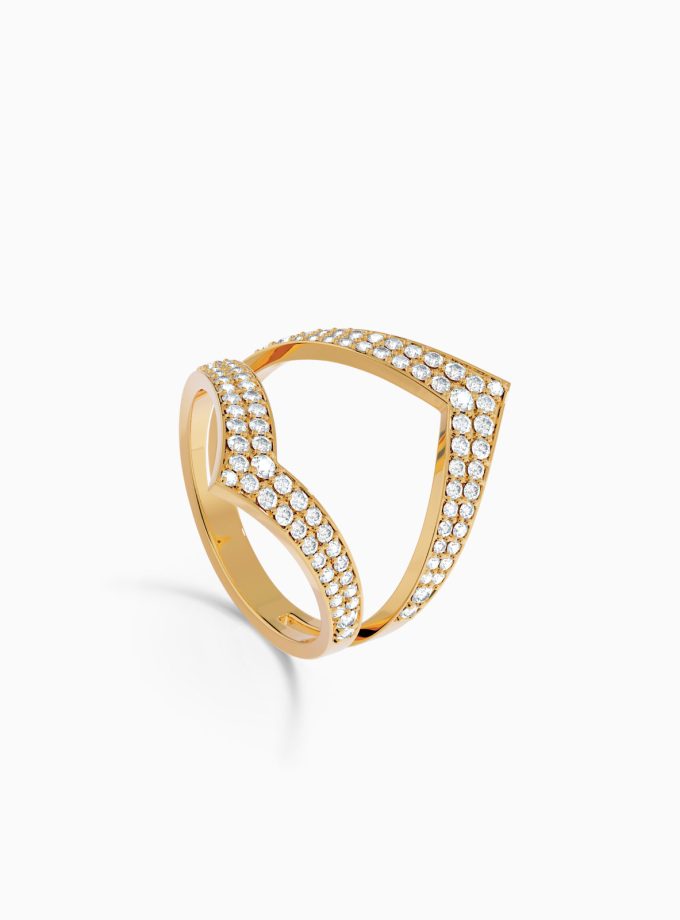 Diamond Chevron Double V Ring | V shaped ring | Varudai | Diamond Ring | Chevron rings