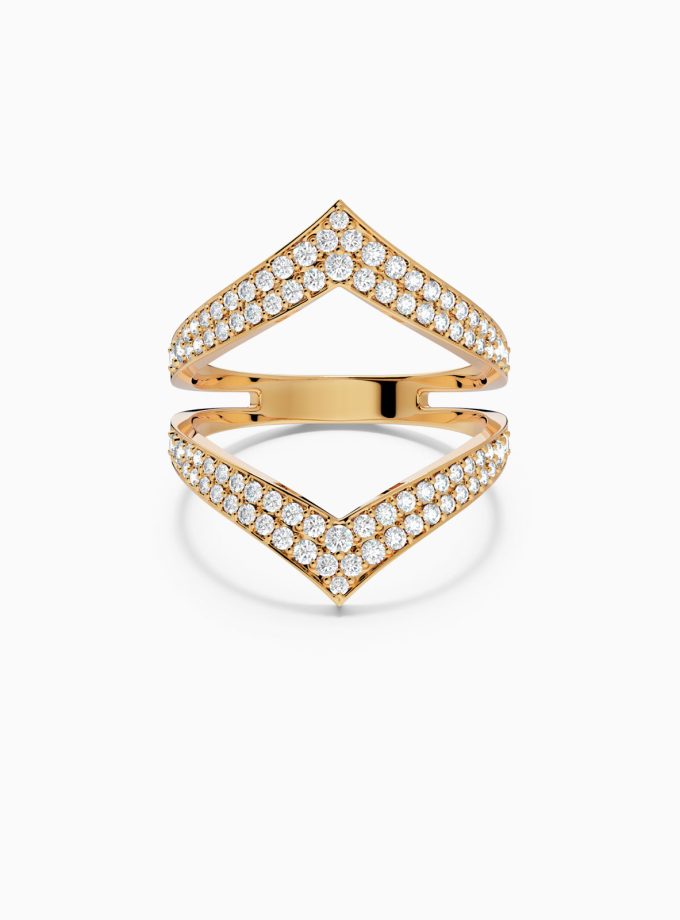 Diamond Chevron Double V Ring | V shaped ring | Varudai | Diamond Ring | Chevron rings
