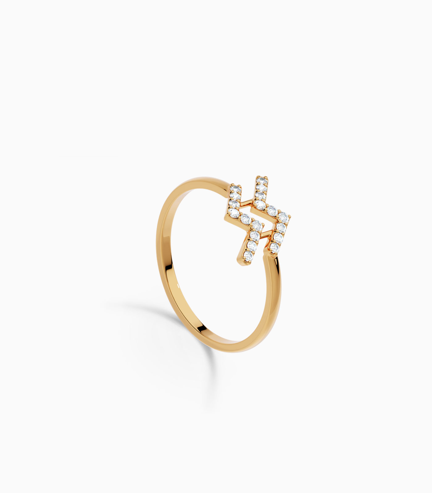 Aquarius Zodiac Ring with Diamonds in 18K Gold | Zodiac Sign Ring | Zodiac Diamond Ring | Varudai