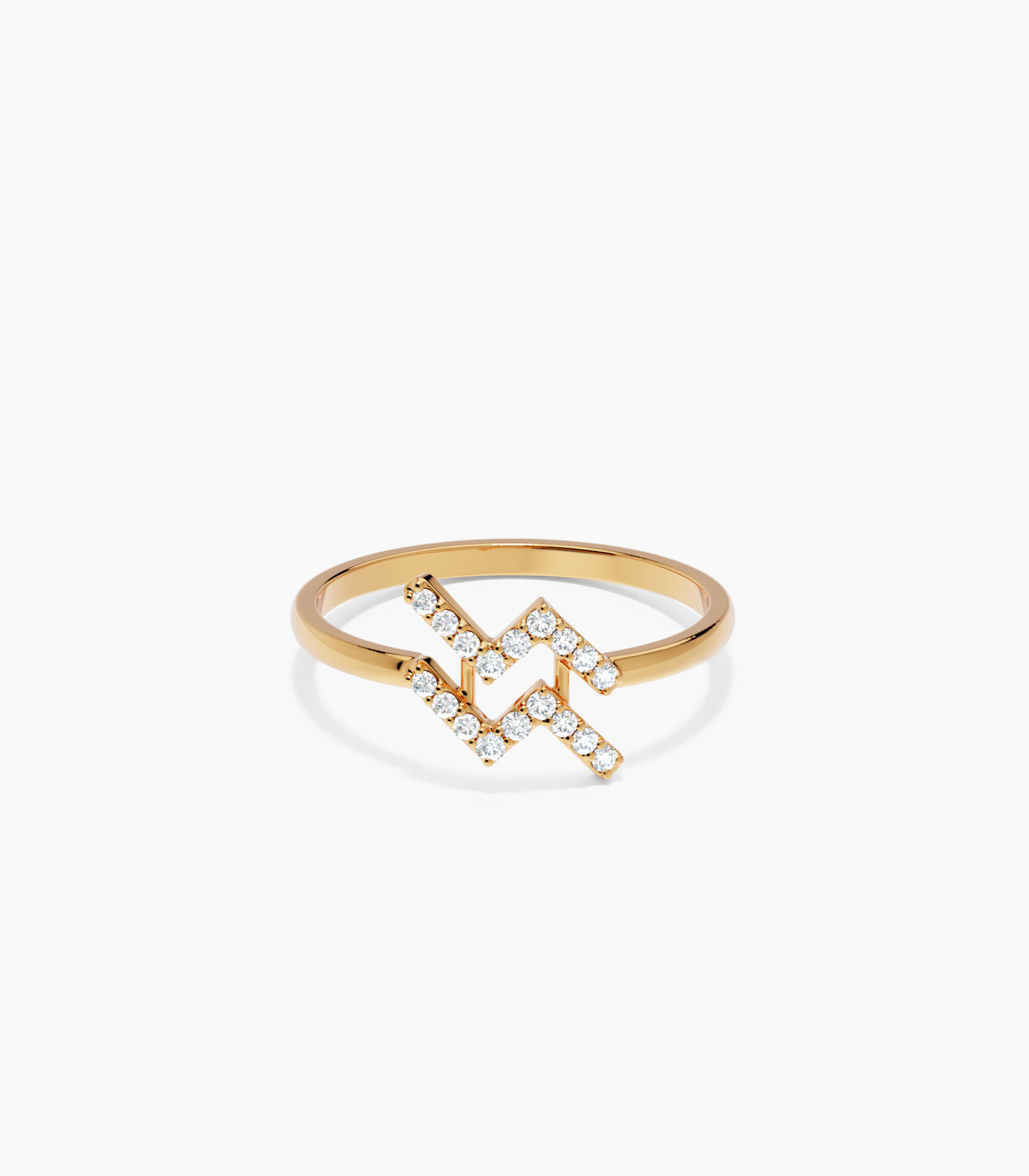 Aquarius Zodiac Ring with Diamonds in 18K Gold | Zodiac Sign Ring | Zodiac Diamond Ring | Varudai