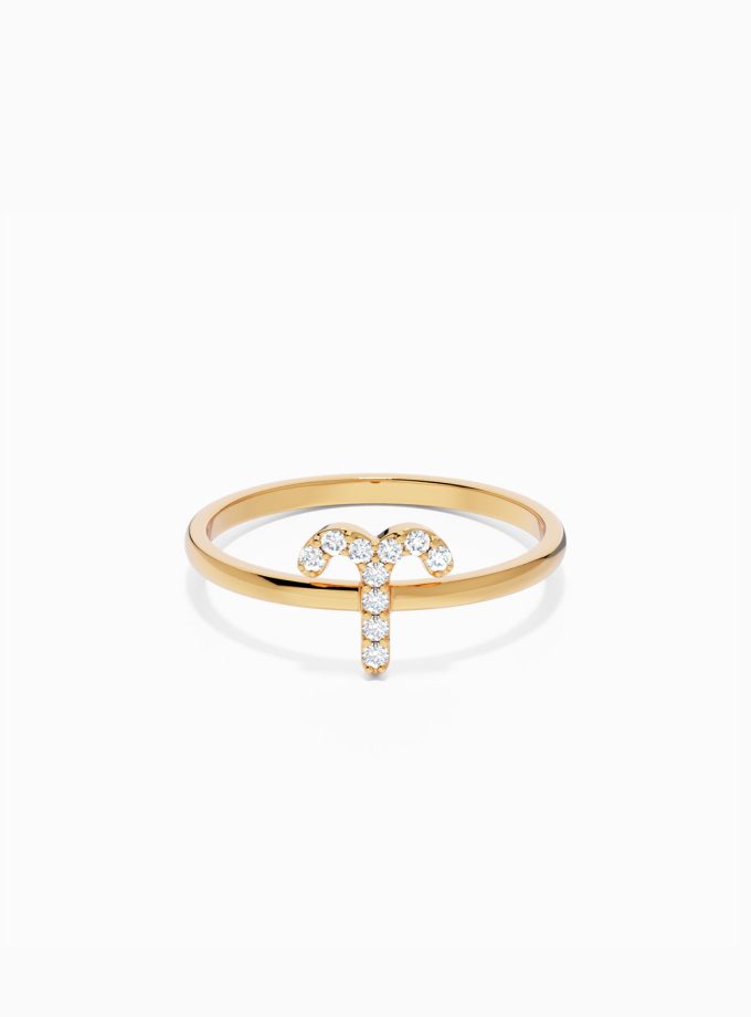 Aries Zodiac Ring with Diamonds in 18K Gold | Zodiac Sign Ring | Zodiac Diamond Ring | Varudai