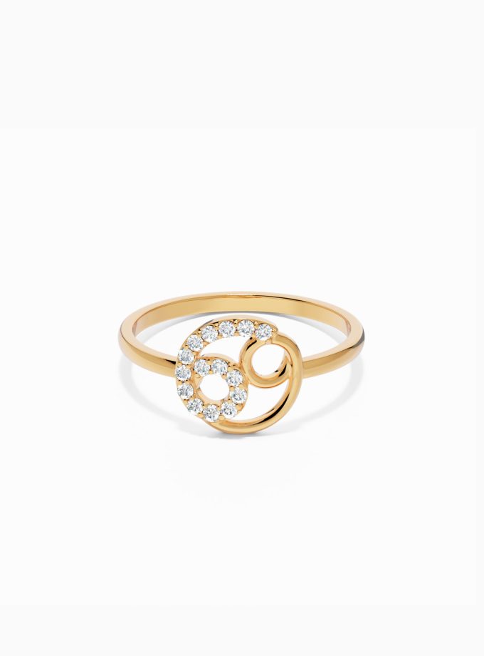 Cancer Zodiac Ring with Diamonds in 18K Gold | Zodiac Sign Ring | Zodiac Diamond Ring | Varudai