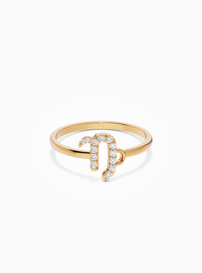 Capricorn Zodiac Ring with Diamonds in 18K | Zodiac Sign Ring | Zodiac Diamond Ring | VarudaiGold