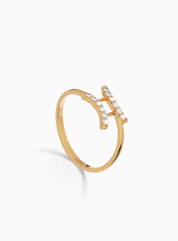Gemini Zodiac Ring with Diamonds in 18K Gold | Zodiac Sign Ring | Zodiac Diamond Ring | Varudai