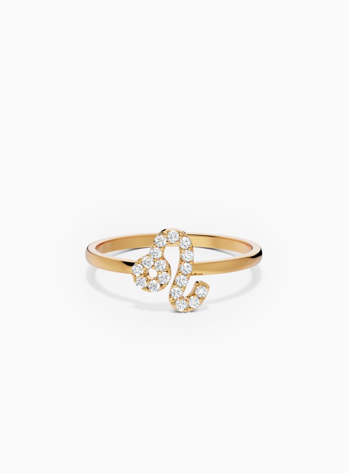 Leo Zodiac Ring with Diamonds in 18K Gold | Zodiac Sign Ring | Zodiac Diamond Ring | Varudai