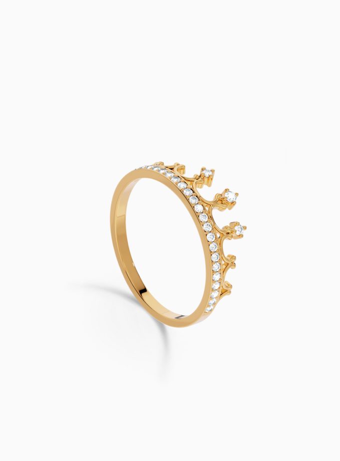 Regal Gold & Diamond Band Crown Ring | Varudai | Diamond Rings | Crown rings
