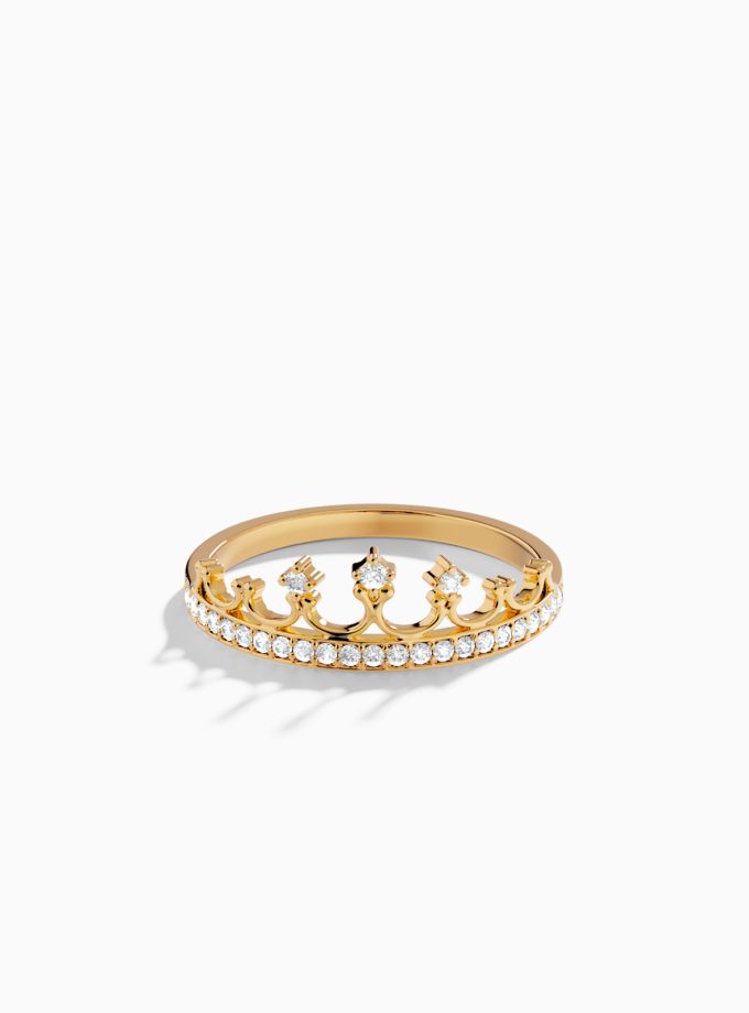 Regal Gold & Diamond Band Crown Ring | Varudai | Diamond Rings | Crown rings