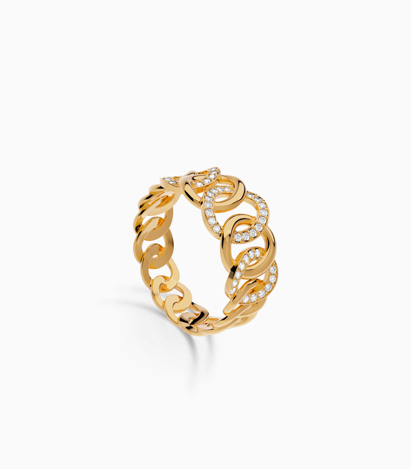 Interlocking Chain Link Ring in Gold & Diamonds | Cuban Link ring | Varudai | Diamond ring