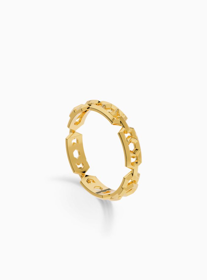 Hexagon Link Ring in 18k Gold | Link Ring | Varudai | Gold ring