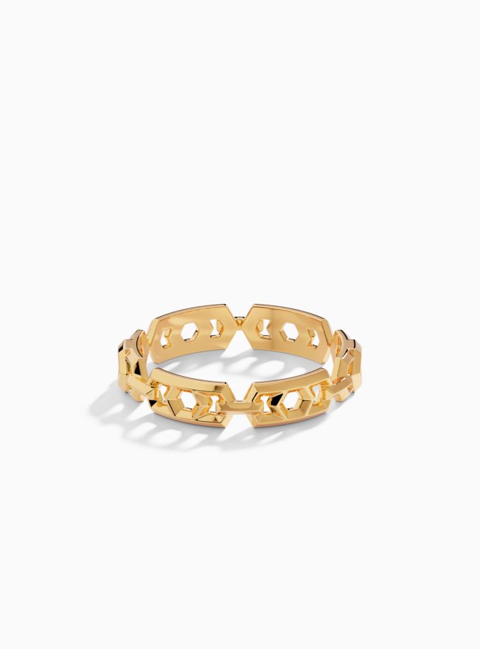 Hexagon Link Ring in 18k Gold | Link Ring | Varudai | Gold ring