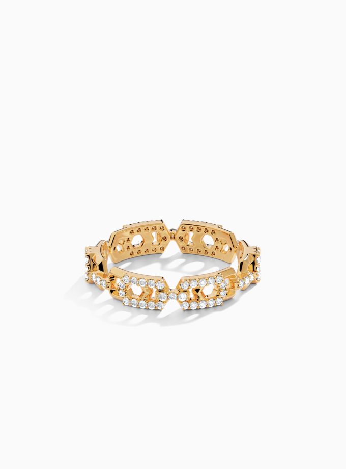 Diamond Hexagon Link Eternity Ring | Link rings | Varudai | Wide rings | Diamond ring